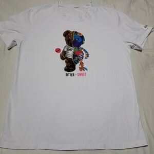 White Kids T-Shirt with Colorful Bear Design
